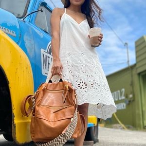 summer white eyelet dress